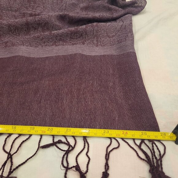 NWOT Pashmina Silk Scarf Wine Burgundy Wrap - Picture 4 of 6